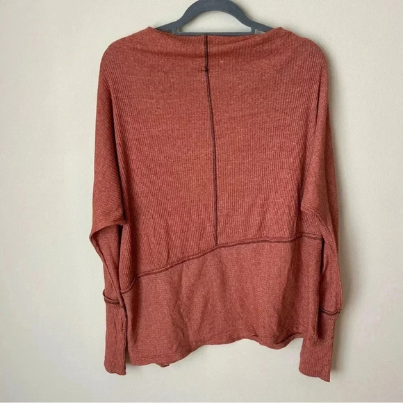 Free People We The Free Londontown Thermal Pullover Burnt Orange Sweater Small - Picture 7 of 8